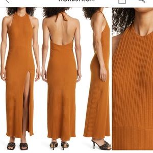 Ronny Kobo Mora ribbed halter maxi dress S